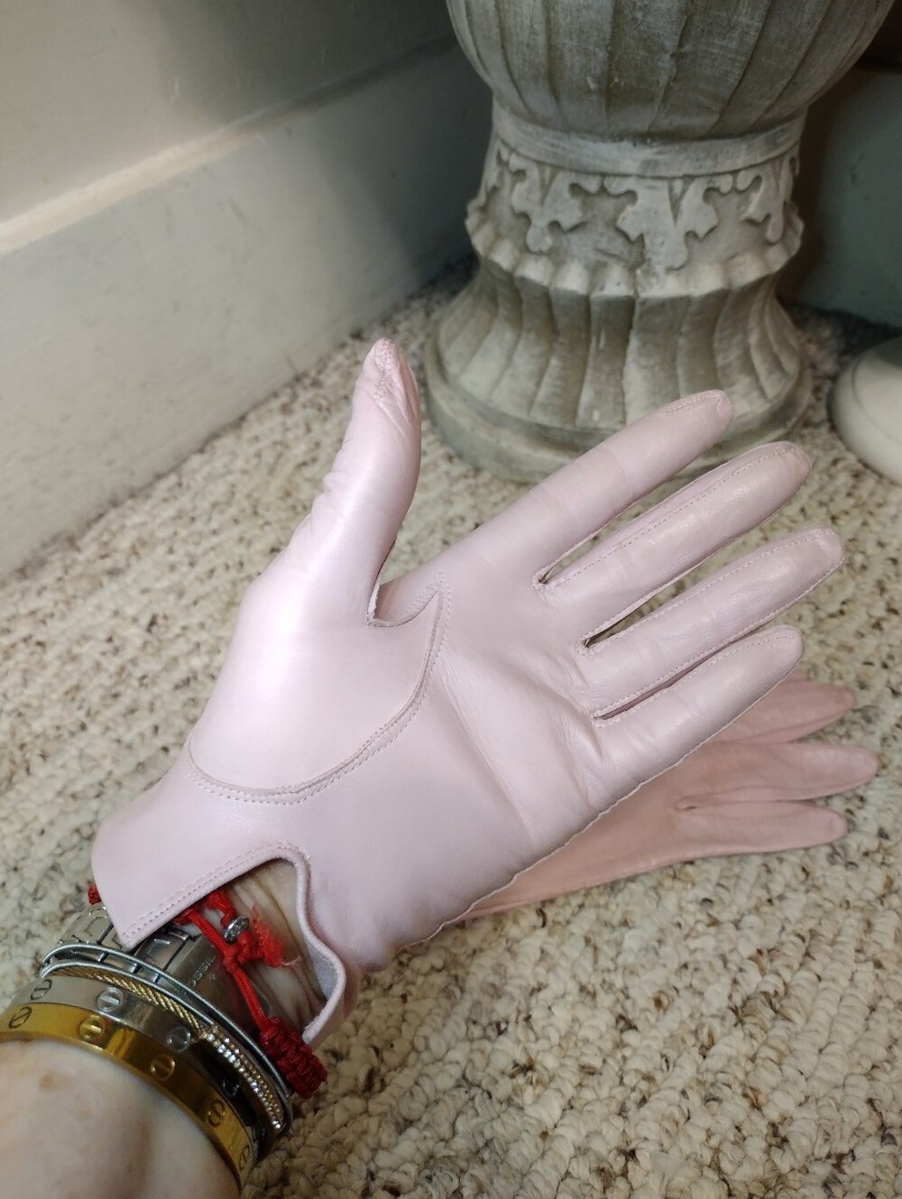 Vintage Classique Washable Pink Leather Gloves Made In Italy - Picture 2 of 8
